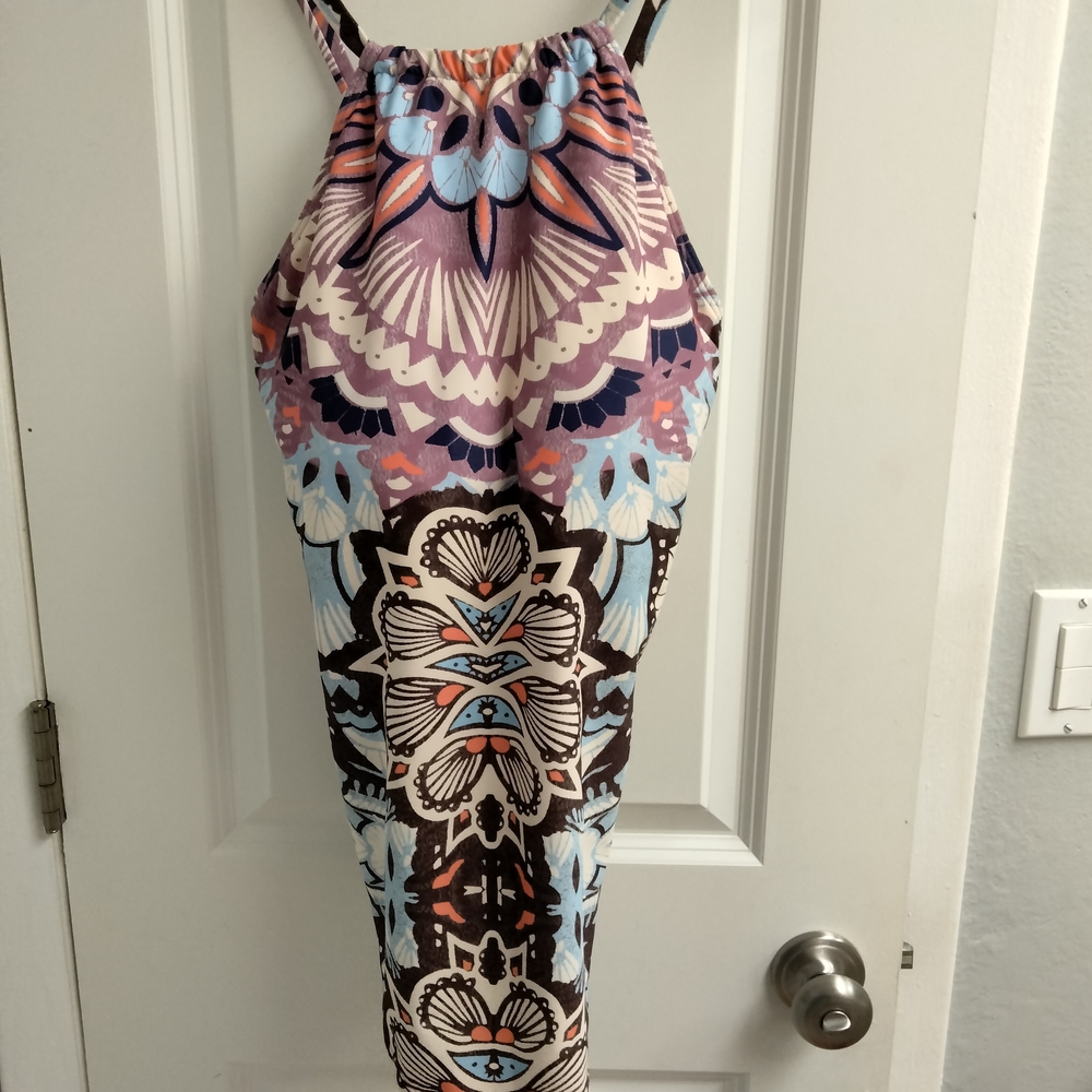 Colorful Patterned Halter Dress
